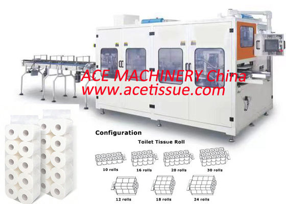 Touch Screen Controlled Toilet Tissue Packing Machine for Multiple Roll Paper Packaging