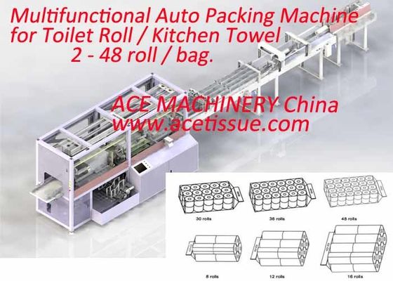 multipurpose Easy Maintenance Toilet Tissue Paper Packing Machine with Servo Motor Control 2-48 roll per bag
