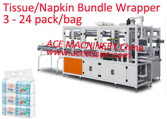 PE Bags Tissue Paper Packing Machine PLC Control For V Fold Hand Towels